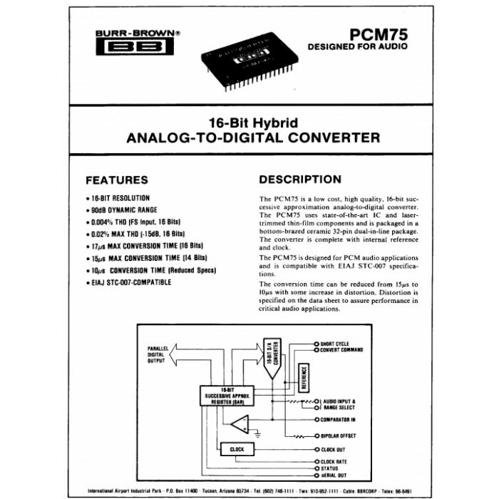 Burr Brown - PCM75JG - IC, A/D converter. 16 Bit Hybrid.  32 CDIP Gold Leads, Used/Perfect Socket Pull.