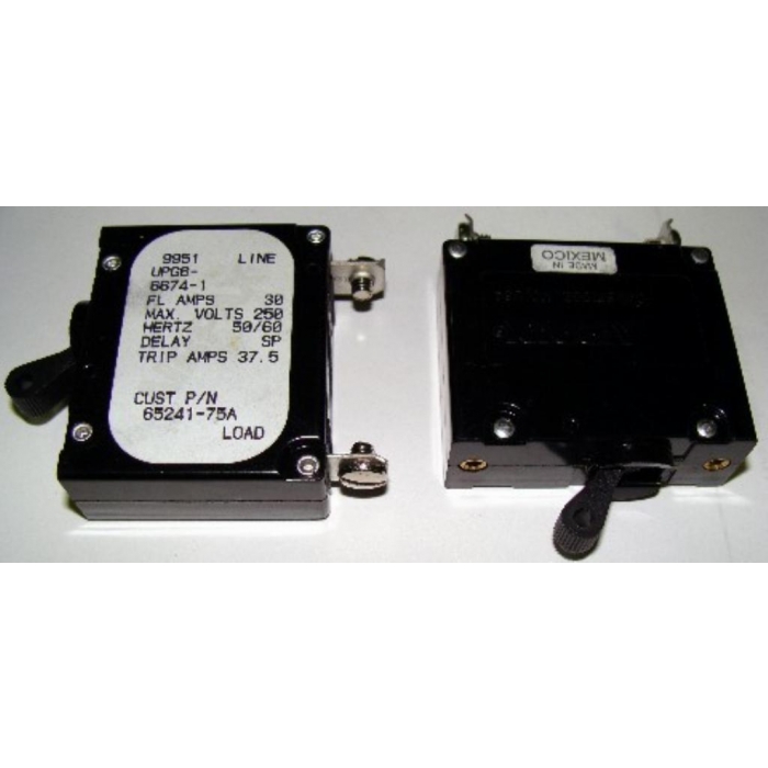 Airpax - UPG66674-1 - Circuit breaker. SP 30Amp 250VAC 50/60Hz.