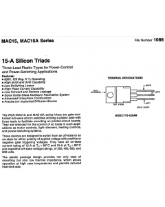 RCA - MAC15A8 - Triac. 15Amp 600V.