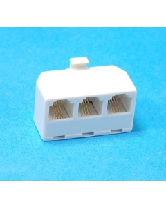 RCA White - 8-214 – 3-Way Landline Splitter, One 4 PIN Male to Three 4 Pin Female Telephone Adapter.