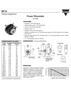 Vishay/Angstrohm Precision Inc - MP10-750 - Rheostat. 750 Ohm 25W.