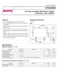 SANYO - STK4036 XI - IC, Audio. AF Power Amplifier.